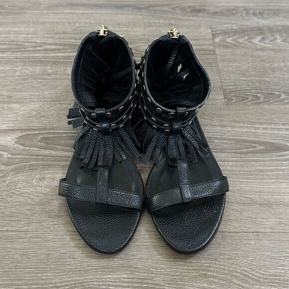 Burberry Gladiator Black Leather Studded Sandals Made in Italy, Size 38 - Picture 3 of 10